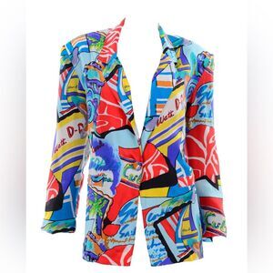 Carol Horn Silk Printed Blazer Vintage Size S